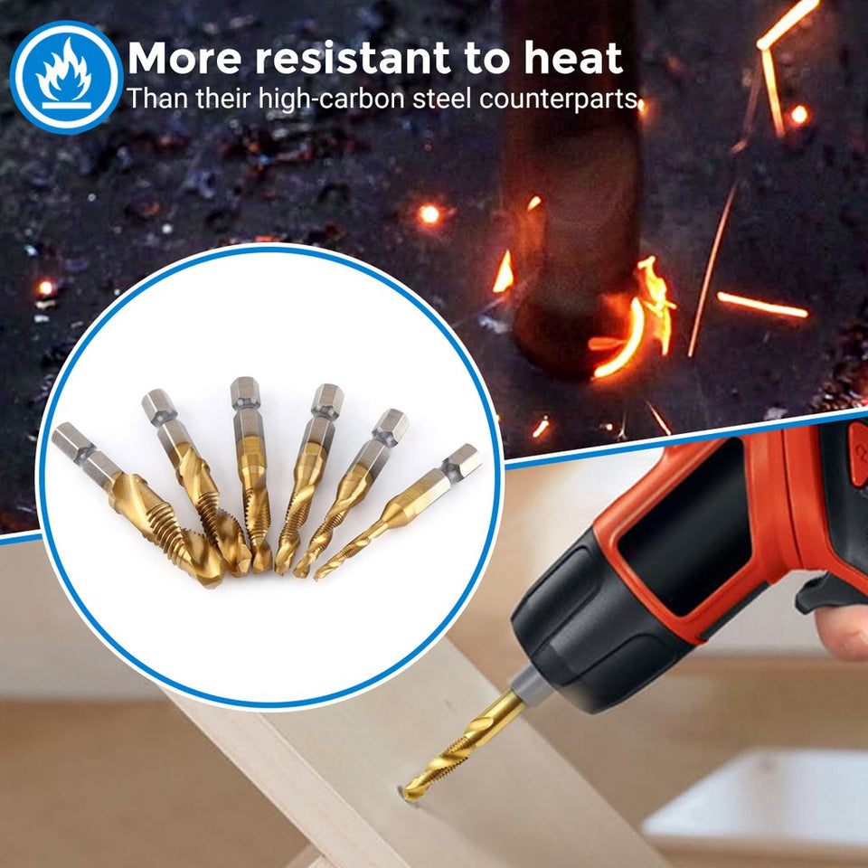 M3-M10 Hex Shank Titanium-Plated HSS Drill Bits